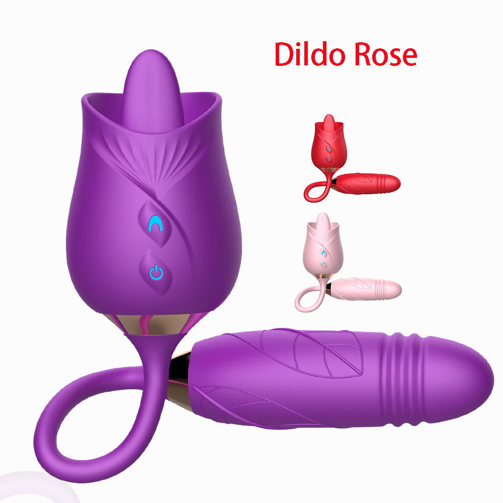 Rose Sex Toy Dildo Vibrator Licking & Thrusting Dildo 