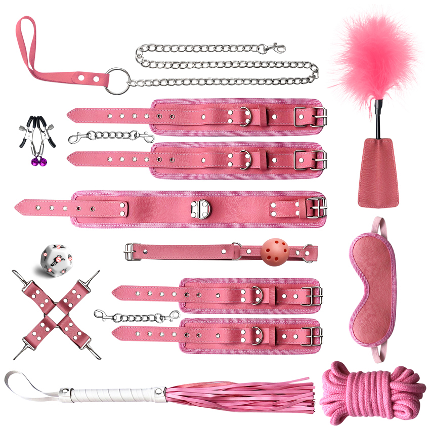 12 Pcs BDSM Leather Bondage Sets Restraint Kits for Women