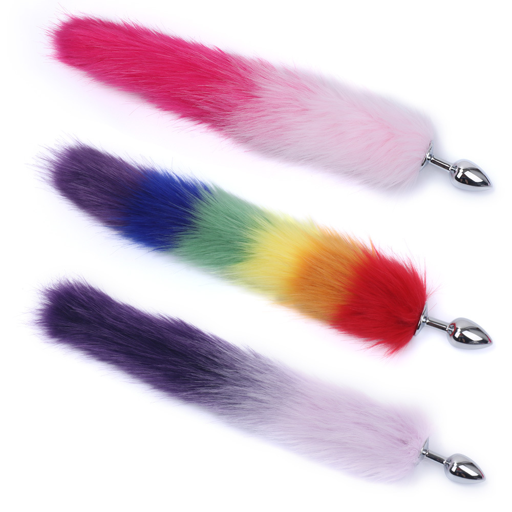 Colorful Fox Tail Anal Plug Sex Foreplay Glowing Adult Toys 